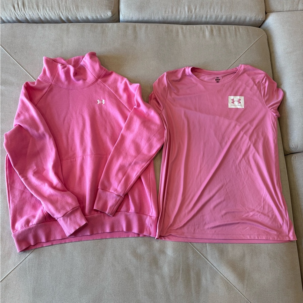 Under Armour Women’s Pink Sweatshirt and T-Shirt Set